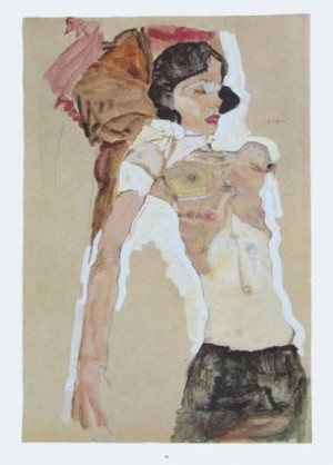 Oil girl Painting - Girl Reclining, 1911 by Schiele, Egon