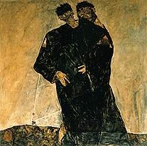 Oil people Painting - Hermits. 1912 by Schiele, Egon
