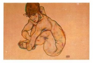 Oil Painting - Kauernder Weiblicher Akt, 1914 by Schiele, Egon