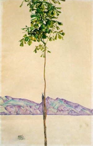 Oil tree Painting - Little Tree (Chesnut Tree at Lake Constance)  1912  45.8 x 29.5 cm  Private collection, New York by Schiele, Egon