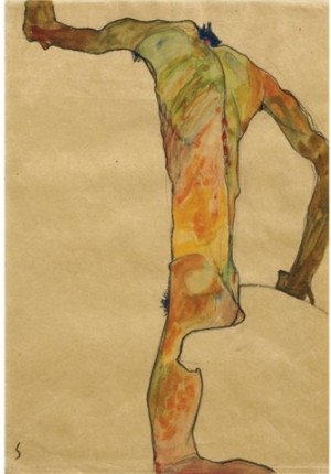 Oil Nude Painting - Mannlicher Akt (Male nude) by Schiele, Egon