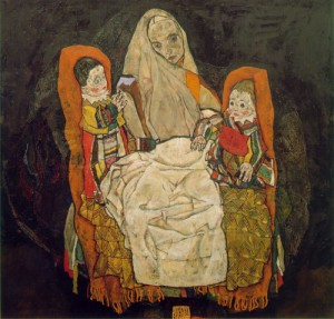 Oil people Painting - Mother and Two Children 1917 by Schiele, Egon