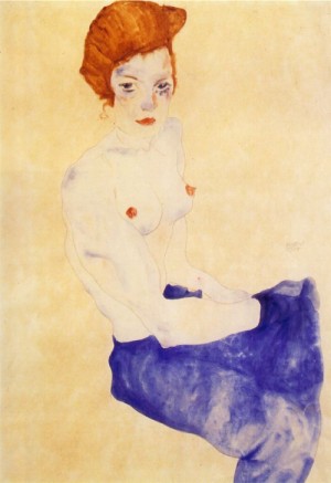 Oil girl Painting - Seated Girl 1911 by Schiele, Egon