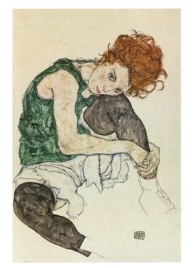 Oil schiele, egon Painting - Seated Woman with Bent Knee, 1917 by Schiele, Egon