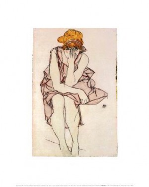 Oil schiele, egon Painting - Seated Young Lady by Schiele, Egon