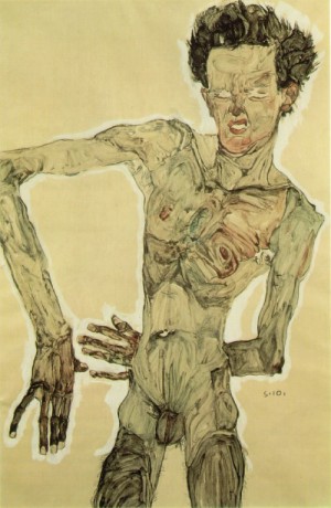 Oil schiele, egon Painting - Self-Portrait Standing 1910 by Schiele, Egon