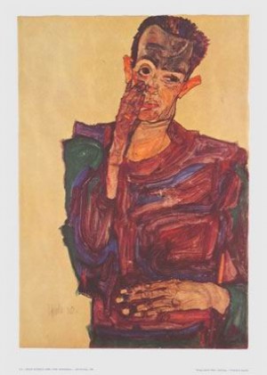 Oil schiele, egon Painting - Self-Porttrait, 1910 by Schiele, Egon