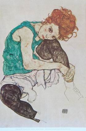 Oil woman Painting - Sitting Woman by Schiele, Egon