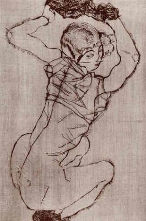Oil schiele, egon Painting - Squatting Woman 1914 by Schiele, Egon