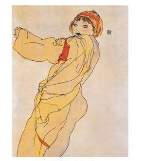Oil schiele, egon Painting - Standing Woman  Y.dress by Schiele, Egon