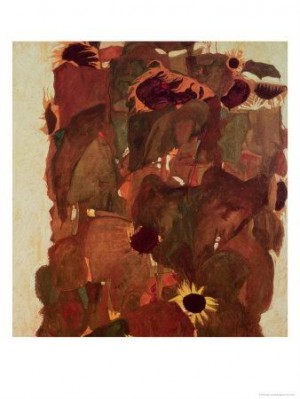 Oil schiele, egon Painting - Sunflowers,  1911 by Schiele, Egon