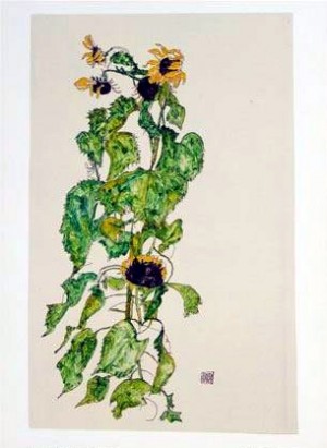 Oil flowers Painting - Sunflowers, 1917 by Schiele, Egon