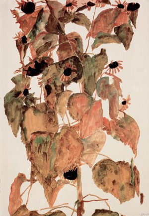 Oil schiele, egon Painting - Sunflowers_2 by Schiele, Egon