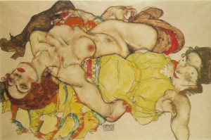 Oil schiele, egon Painting - Two Women  1915 by Schiele, Egon