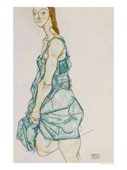 Oil woman Painting - Upright Standing Woman by Schiele, Egon
