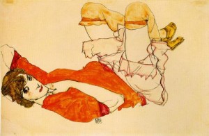 Oil people Painting - Wally Mit Roter Bluse, 1913 by Schiele, Egon