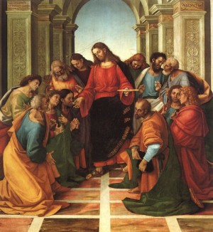 Oil fantasy and mythology Painting - Communion of the Apostles, Museo Diocesano, Cortona by Signorelli, Luca
