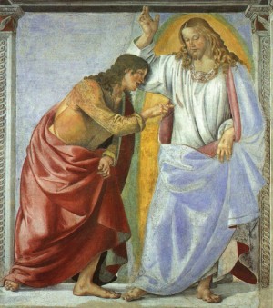 Oil signorelli, luca Painting - Doubting Thomas, Basilica, Loreto by Signorelli, Luca