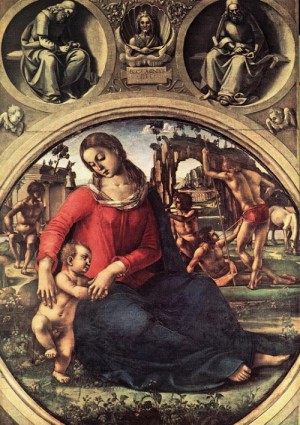 Oil fantasy and mythology Painting - Madonna and Child    c. 1490 by Signorelli, Luca