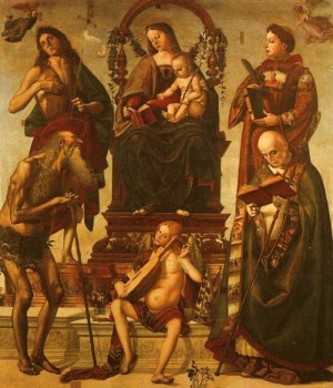 Oil fantasy and mythology Painting - Sant'Onofrio Altarpiece, Museo Capitolare, Perugia by Signorelli, Luca