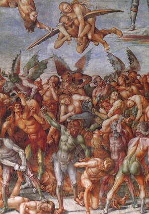 Oil fantasy and mythology Painting - The Damned, fresco detail, Orvieto by Signorelli, Luca