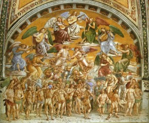 Oil fantasy and mythology Painting - The Elect by Signorelli, Luca