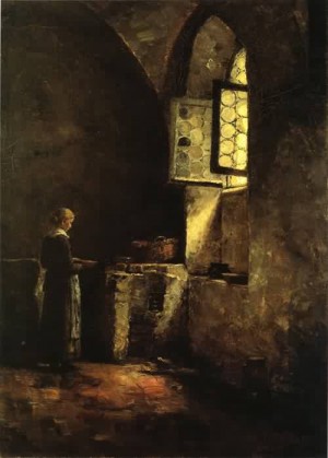 Oil corner Painting - A Corner in the Old Kitchen of the Mittenheim Cloister 1883 by Steele, Theodore Clement