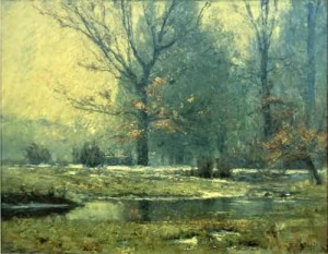 Oil steele, theodore clement Painting - Creek in Winter 1899 by Steele, Theodore Clement