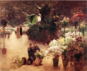 Oil flower Painting - Flower Mart 1890 by Steele, Theodore Clement