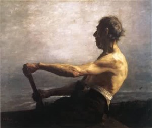 Oil steele, theodore clement Painting - The Boatman 1884 by Steele, Theodore Clement