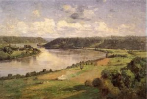 Oil steele, theodore clement Painting - The Ohio river from the College Campus, Honover 1892 by Steele, Theodore Clement