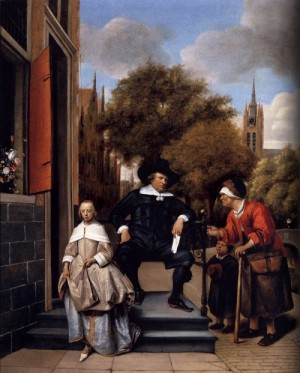 Oil steen, jan Painting - A Burgher of Delft and His Daughter 1655 by Steen, Jan