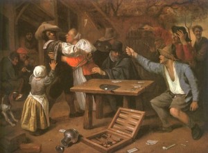 Oil steen, jan Painting - Card Players Quarreling, 1664-65 by Steen, Jan