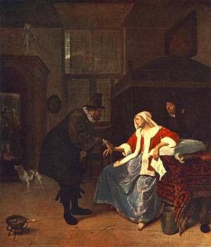 Oil steen, jan Painting - Love Sickness 1660 by Steen, Jan