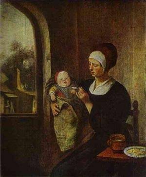 Oil steen, jan Painting - Mother And Child by Steen, Jan