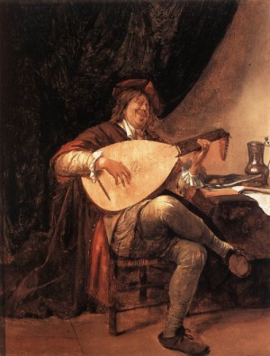 Oil steen, jan Painting - Self-Portrait as a Lutenist    1660-63 by Steen, Jan