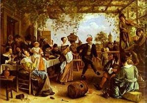 Oil steen, jan Painting - The Dancing Couple 1663 by Steen, Jan