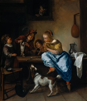 Oil steen, jan Painting - The Dancing Lesson by Steen, Jan