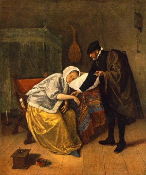 Oil the Painting - The Doctor and His Patient by Steen, Jan