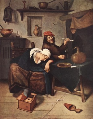Oil the Painting - The Drinker    c. 1660 by Steen, Jan