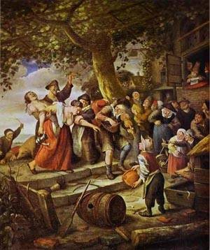 Oil woman Painting - The Drunken Woman by Steen, Jan