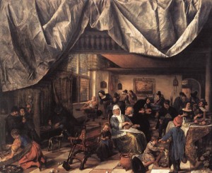 Oil the Painting - The Life of Man    1665 by Steen, Jan