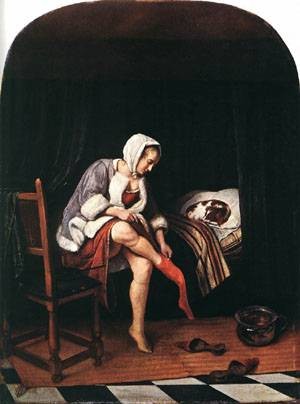 Oil steen, jan Painting - The Morning Toilet 1665 by Steen, Jan