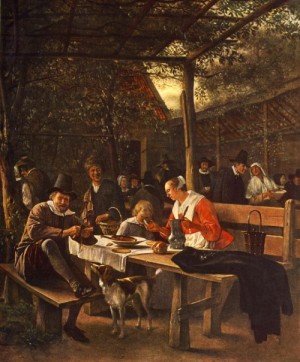 Oil steen, jan Painting - The Picnic by Steen, Jan