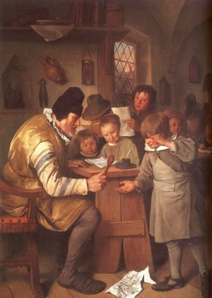 Oil steen, jan Painting - The Schoolmaster, 1663-65 by Steen, Jan