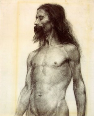 Oil tanner, henry ossawa Painting - Half-Length Study of a Bearded Man with Long Hair, 1891 by Tanner, Henry Ossawa