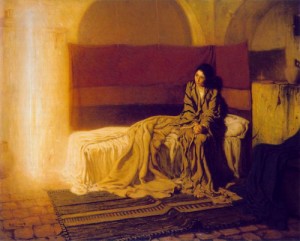 Oil the Painting - The Annunciation  1898 by Tanner, Henry Ossawa