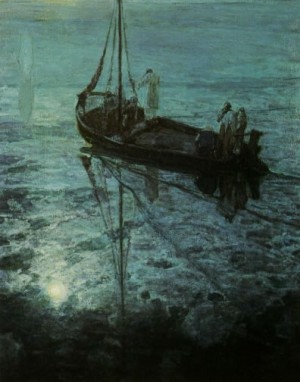 Oil the Painting - The Disciples See Christ Walking on the Water c 1907 by Tanner, Henry Ossawa
