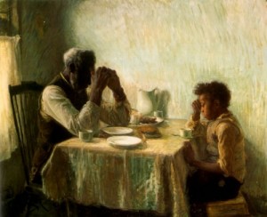 Oil the Painting - The Thankful Poor 1894 by Tanner, Henry Ossawa