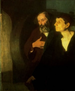 Oil the Painting - Two Disciples at the Tomb c 1905-06 by Tanner, Henry Ossawa